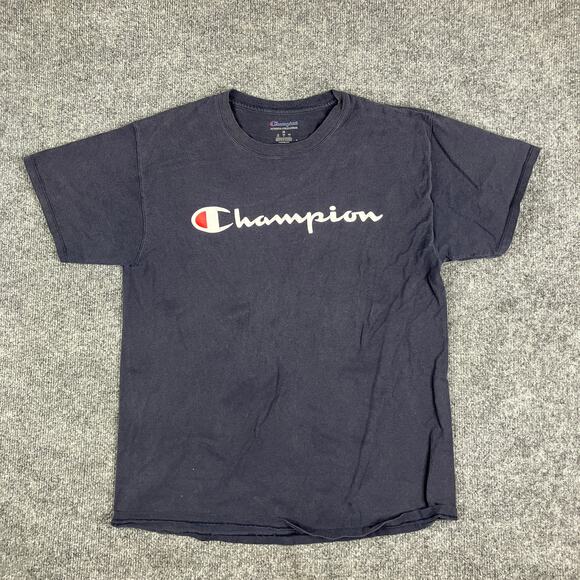 Champion T-Shirt Mens M Navy Blue Big Logo Graphic Tee Casual Streetwear - Picture 2 of 8